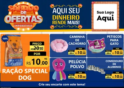 Modelo de Encarte para Encarte A4 Horizontal com o tema Sábado de Ofertas Imperdíveis para Pet Shop