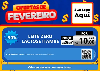 Modelo de Cartaz para Cartaz A4 Horizontal com o tema Ofertas de Fevereiro para Frios e Laticínios