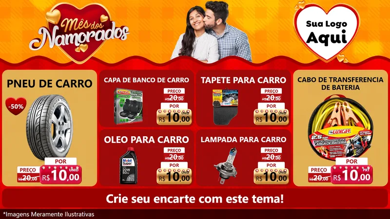 Modelo de TV para TV Horizontal com o tema Mês dos Namorados para Auto peças
