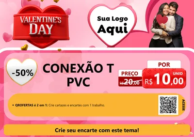 Modelo de Cartaz para Cartaz A4 Horizontal com o tema Valentine's Day para Tubos e conexões