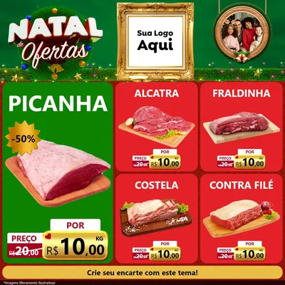 Modelo de Rede Social para Feed Facebook com o tema Natal de Ofertas para Açougue