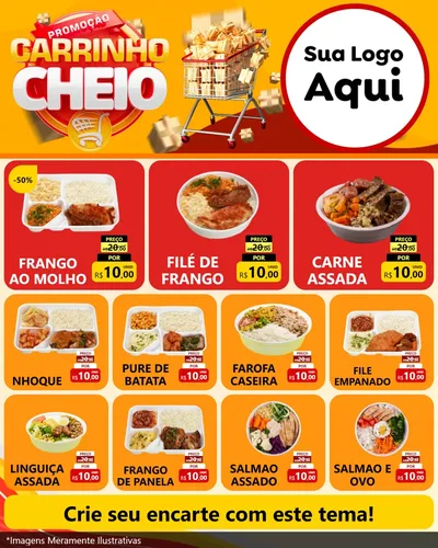 Modelo de Rede Social para Feed Instagram com o tema Promoção carrinho cheio para Restaurante