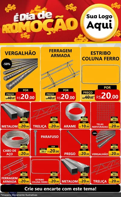 Modelo de Encarte para Encarte Grande com o tema É Dia De Promoção para Ferragens