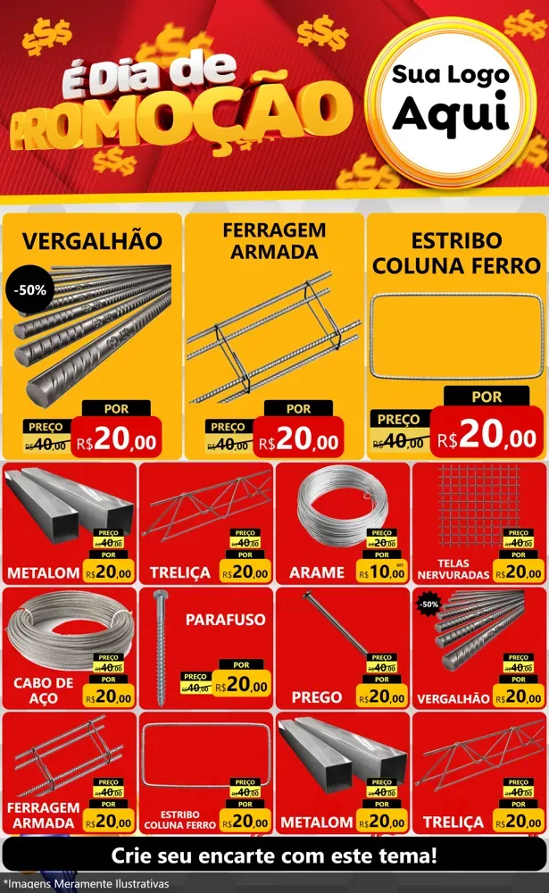 Modelo de Encarte para Encarte Grande com o tema É Dia De Promoção para Ferragens