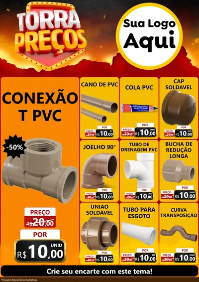 Modelo de Encarte para Encarte A4 Vertical com o tema Torra Preços para Tubos e conexões