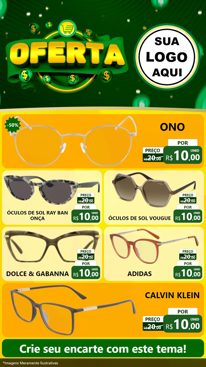 Modelo de TV para TV Vertical com o tema Oferta para Óticas