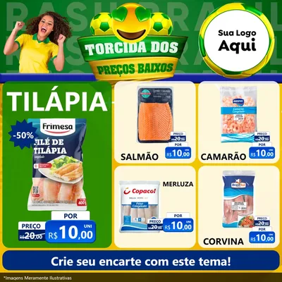 Modelo de Rede Social para Feed Facebook com o tema Torcida dos Preços Baixos - Copa para Peixaria