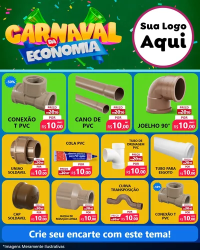 Modelo de Rede Social para Feed Instagram com o tema Carnaval da Economia para Tubos e conexões