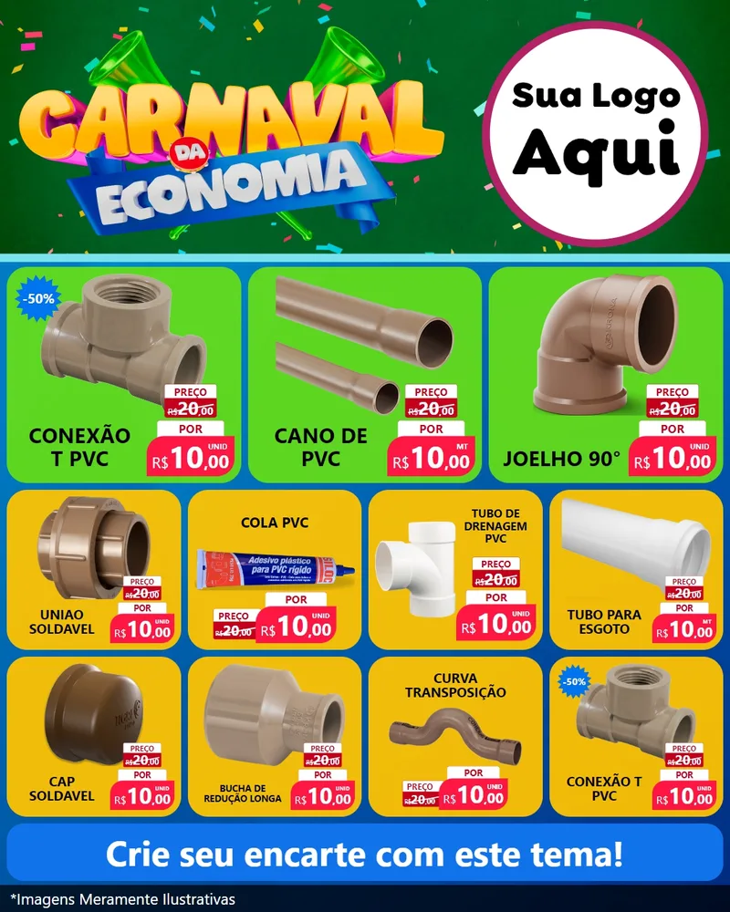 Modelo de Rede Social para Feed Instagram com o tema Carnaval da Economia para Tubos e conexões
