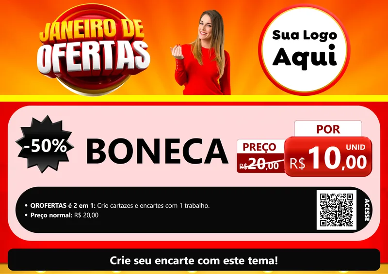Modelo de Cartaz para Cartaz A4 Horizontal com o tema Janeiro de Ofertas para Brinquedos