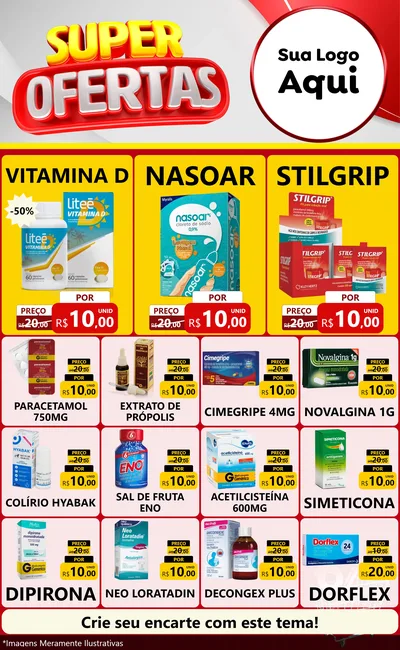 Modelo de Encarte para Encarte Grande com o tema Super Ofertas para Farmácia