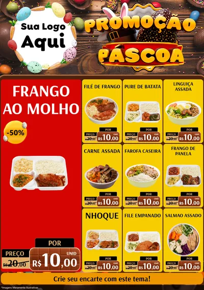 Modelo de Encarte para Encarte A4 Vertical com o tema Promoção Páscoa para Restaurante