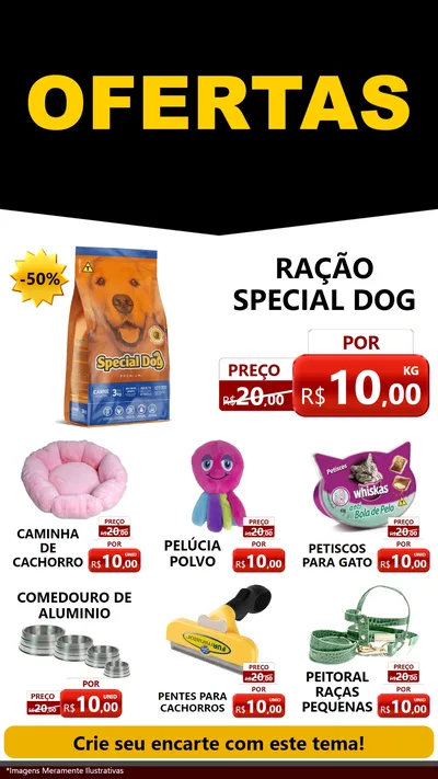 Modelo de Rede Social para Stories com o tema Ofertas Preto e Vermelho Cartaz para Pet Shop