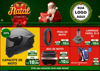 Modelo de Encarte para Encarte A4 Horizontal com o tema Natal Especial para Moto peças