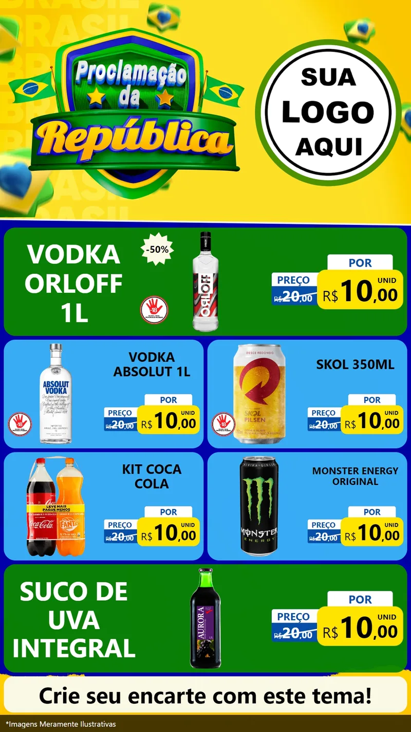 Modelo de TV para TV Vertical com o tema Proclamação da República para Distribuidora de bebidas