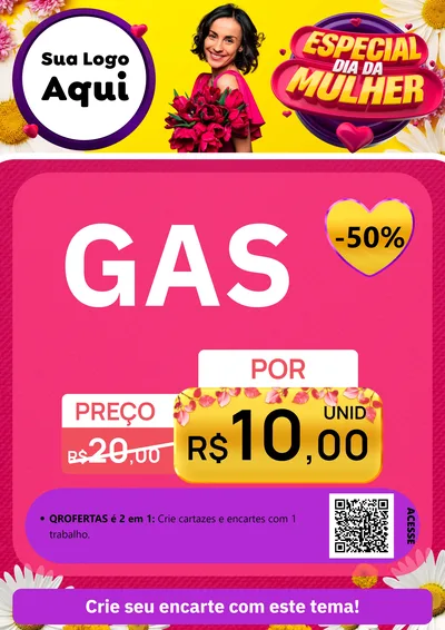 Modelo de Cartaz para Cartaz A4 Vertical com o tema Especial Dia da Mulher para Água e gás