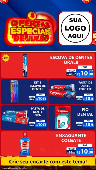 Modelo de TV para TV Vertical com o tema Ofertas Especiais de Julho para Higiene Pessoal