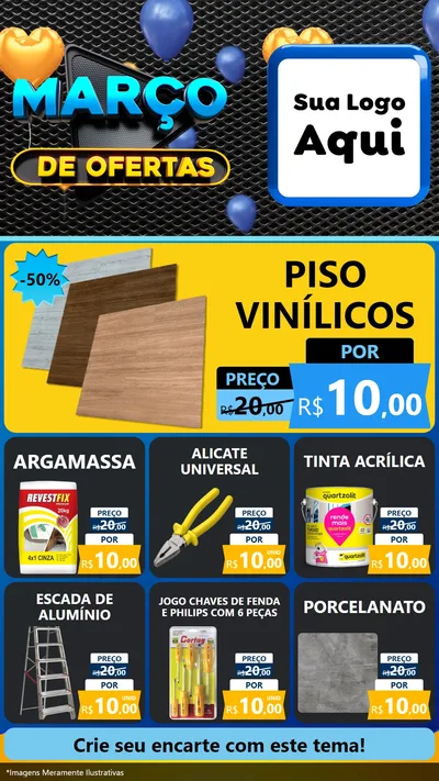 Modelo de Rede Social para Stories com o tema Março de Ofertas para Material para Construção