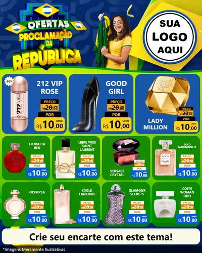 Modelo de Rede Social para Feed Instagram com o tema Ofertas Proclamação da República para Perfumes