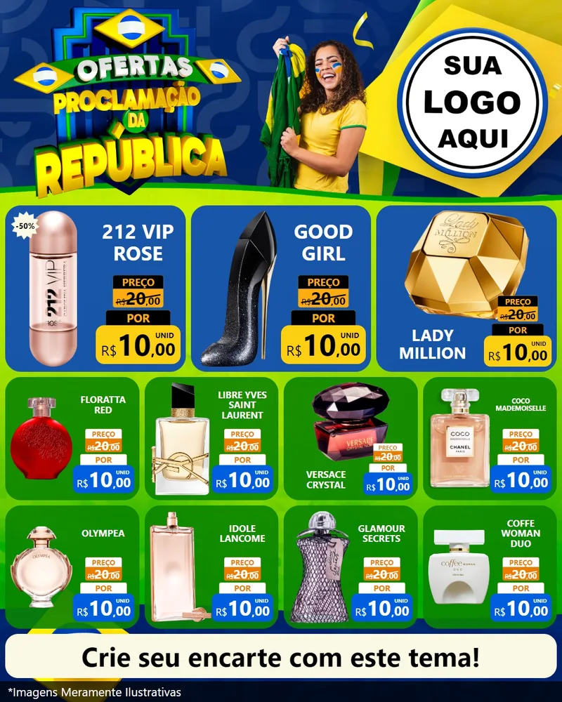 Modelo de Rede Social para Feed Instagram com o tema Ofertas Proclamação da República para Perfumes