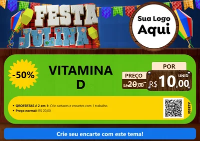 Modelo de Cartaz para Cartaz A4 Horizontal com o tema Festa Julina para Farmácia
