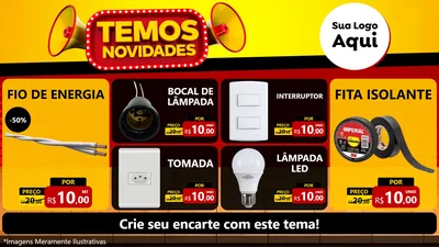 Modelo de TV para TV Horizontal com o tema Temos Novidades para Materiais Elétricos