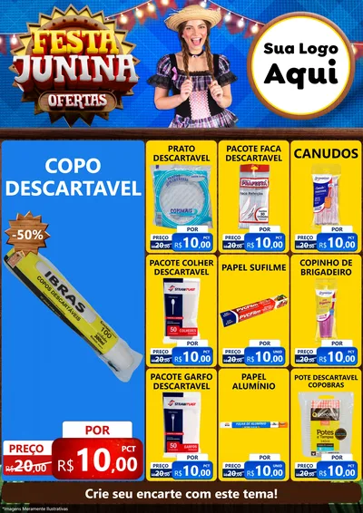 Modelo de Encarte para Encarte A4 Vertical com o tema Festa Junina Ofertas para Embalagens