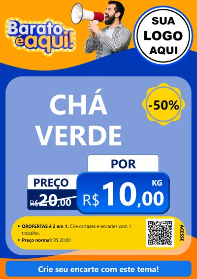Modelo de Cartaz para Cartaz A4 Vertical com o tema Barato é aqui para Produtos Naturais