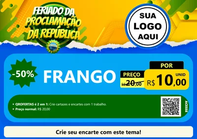 Modelo de Cartaz para Cartaz A4 Horizontal com o tema Feriado da Proclamação da República para Assados