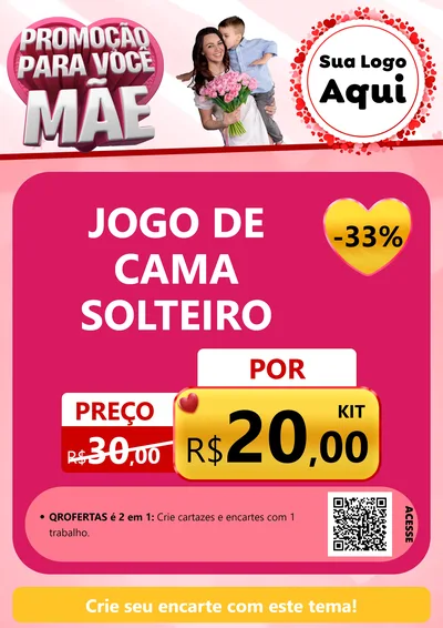Modelo de Cartaz para Cartaz A4 Vertical com o tema Promoção Para Você Mãe para Cama, Mesa e Banho