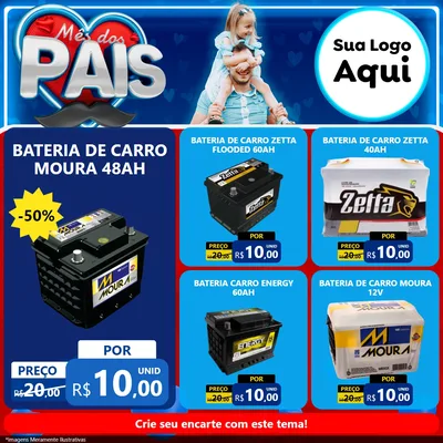 Modelo de Rede Social para Feed Facebook com o tema Mês Dos Pais para Baterias Elétricas