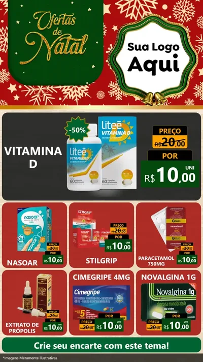 Modelo de Rede Social para Stories com o tema Natal de Ofertas para Farmácia