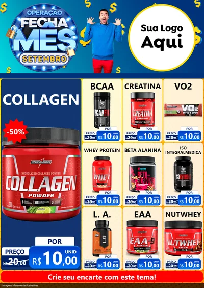 Modelo de Encarte para Encarte A4 Vertical com o tema Operação Fecha Mês Setembro para Suplementos alimentares
