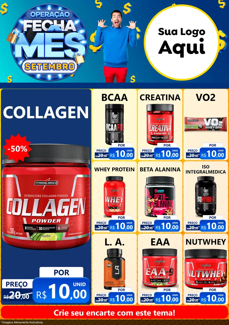 Modelo de Encarte para Encarte A4 Vertical com o tema Operação Fecha Mês Setembro para Suplementos alimentares