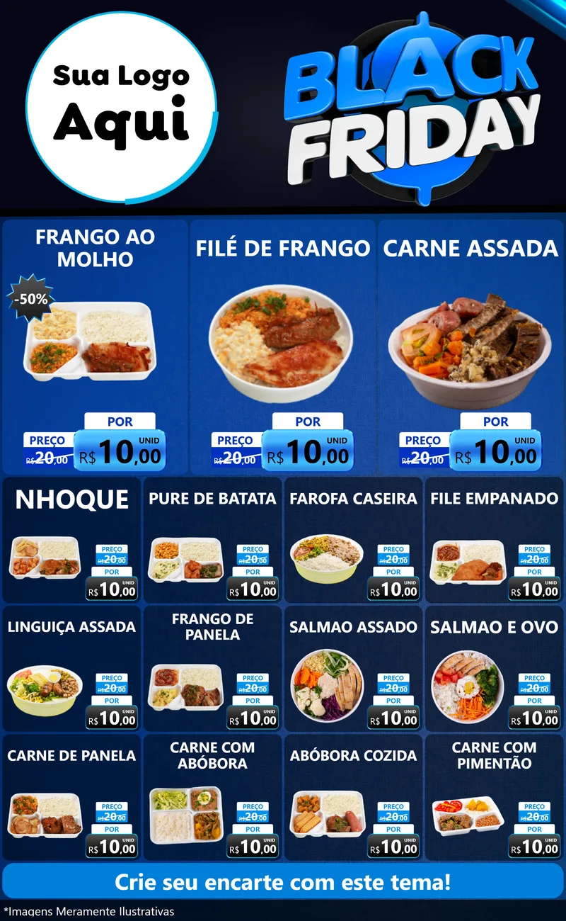 Modelo de Encarte para Encarte Grande com o tema Black Friday para Restaurante