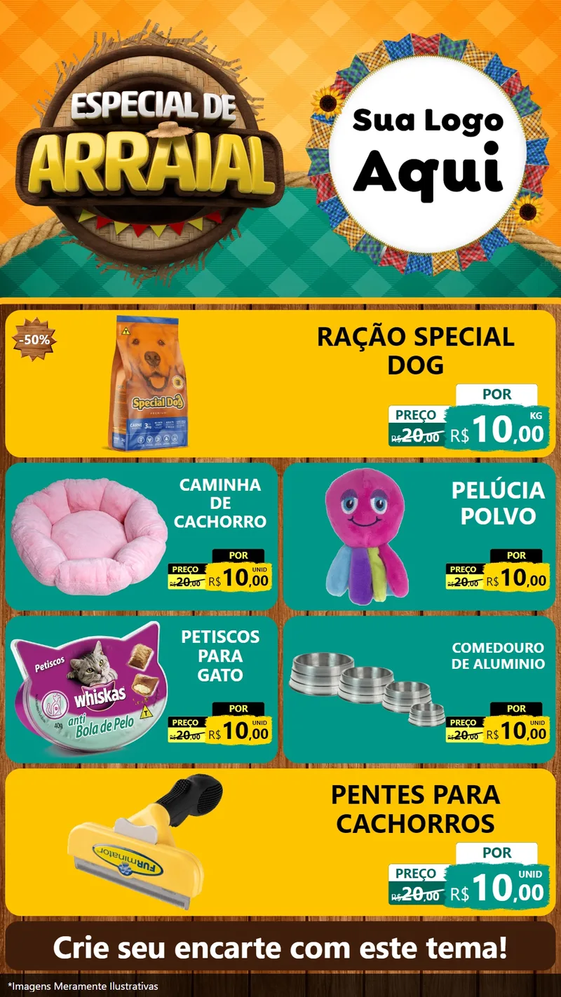 Modelo de TV para TV Vertical com o tema Especial De Arraial para Pet Shop