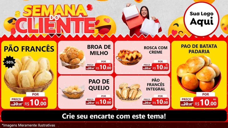 Modelo de TV para TV Horizontal com o tema Semana do Cliente para Padaria