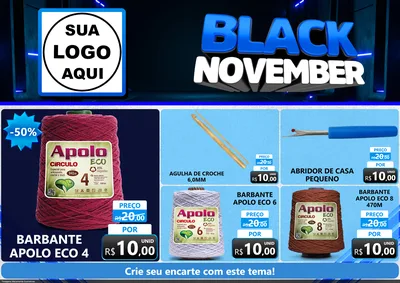 Modelo de Encarte para Encarte A4 Horizontal com o tema Black November para Armarinho e Aviamentos