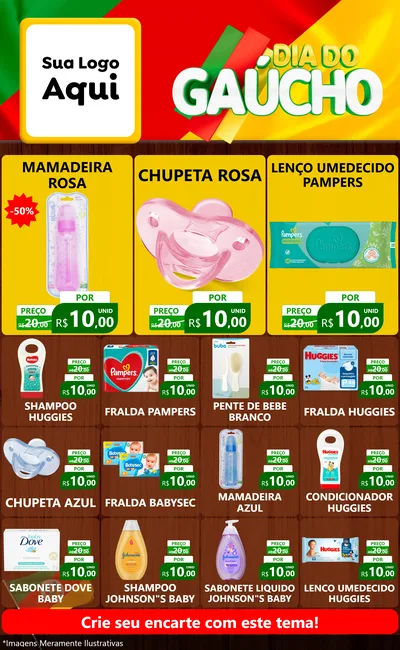 Modelo de Encarte para Encarte Grande com o tema Dia do Gaúcho para Bebês