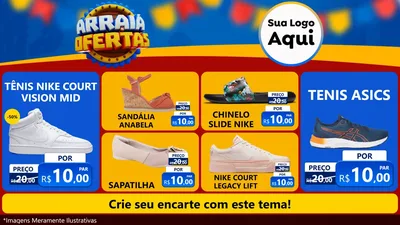 Modelo de TV para TV Horizontal com o tema Arraiá de Ofertas - Junina para Calçados