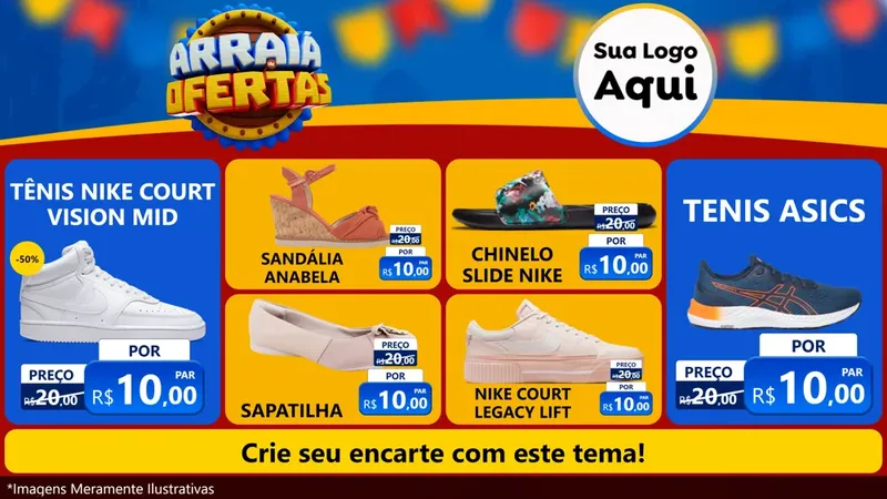 Modelo de TV para TV Horizontal com o tema Arraiá de Ofertas - Junina para Calçados
