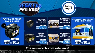 Modelo de TV para TV Horizontal com o tema Ofertas Para Você - Auto e Motopeças para Baterias Elétricas