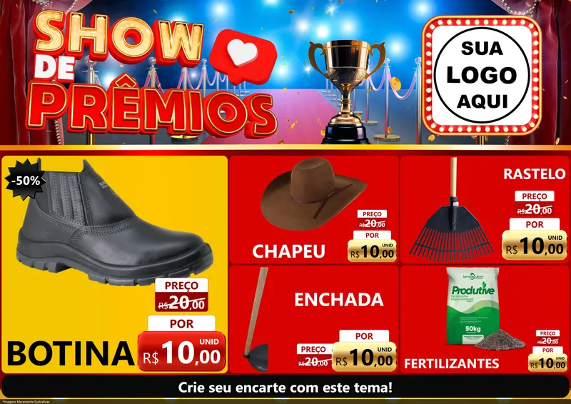 Modelo de Encarte para Encarte A4 Horizontal com o tema Show de Prêmios para Agropecuária