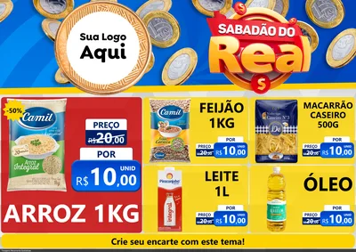 Modelo de Encarte para Encarte A4 Horizontal com o tema Sabadão do Real para Supermercado