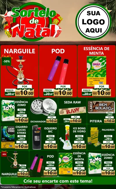 Modelo de Encarte para Encarte Grande com o tema Sorteio de Natal para Tabacaria