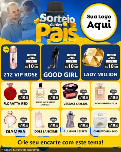 Modelo de Rede Social para Feed Instagram com o tema Sorteio Dia Dos Pais para Perfumes