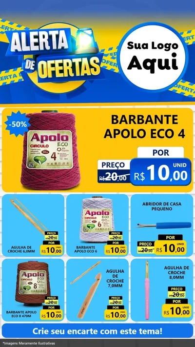 Modelo de Rede Social para Stories com o tema Alerta de Ofertas para Armarinho e Aviamentos