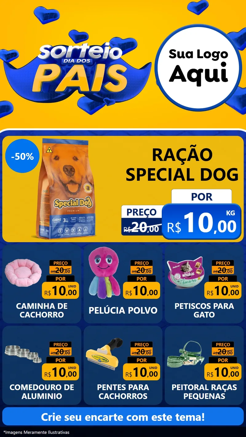 Modelo de Rede Social para Stories com o tema Sorteio Dia dos Pais para Pet Shop