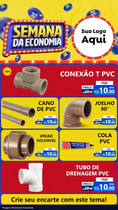 Modelo de TV para TV Vertical com o tema Semana da Economia para Tubos e conexões