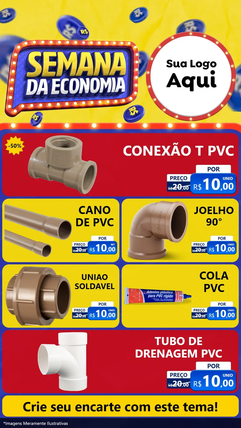 Modelo de TV para TV Vertical com o tema Semana da Economia para Tubos e conexões